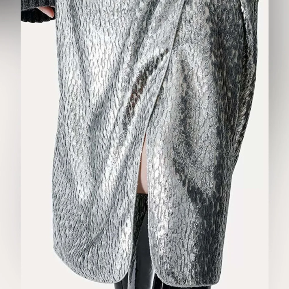 NWT Forte Forte Encanto Lurex Velvet Skirt Silver Estrella | Size 0 - Picture 3 of 9